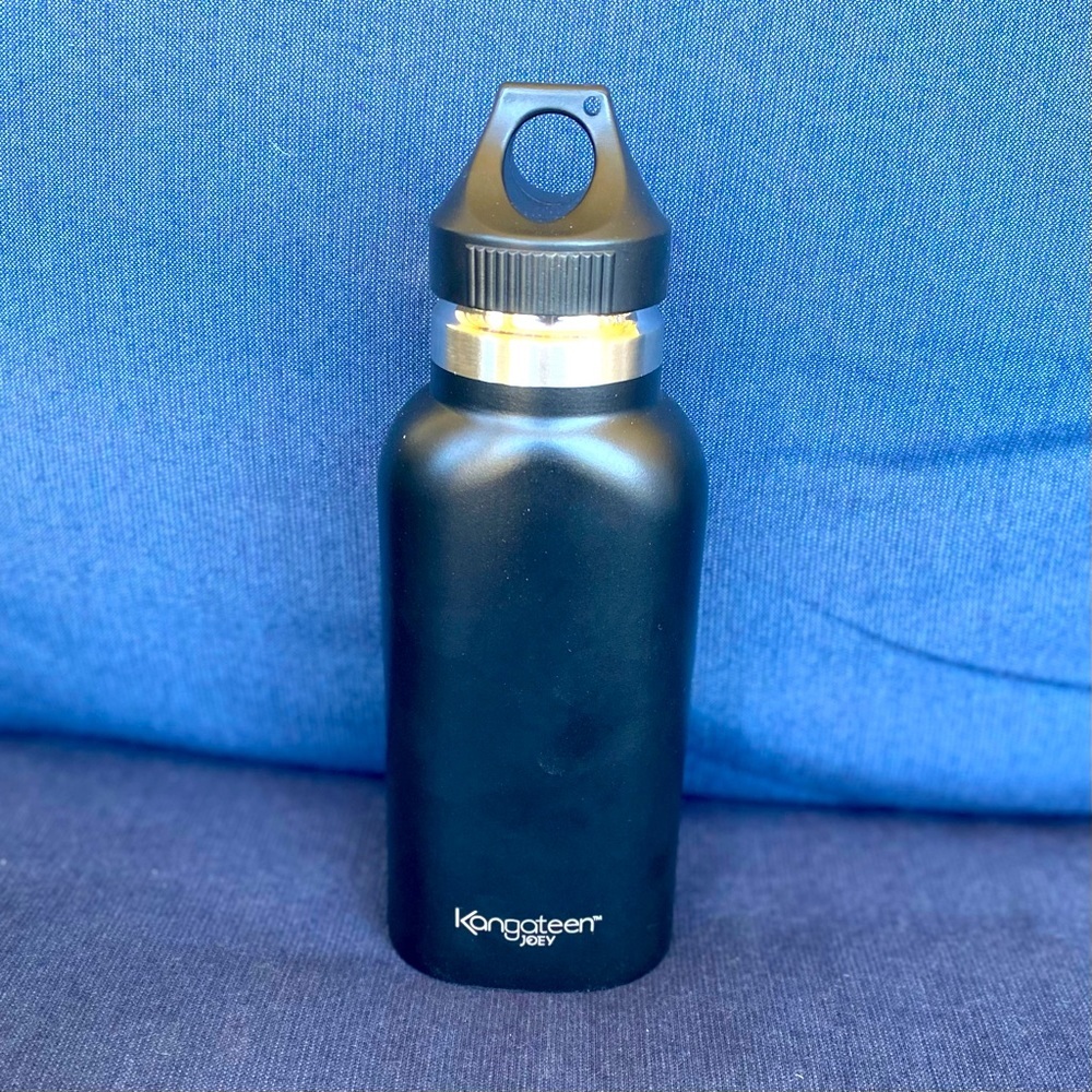 NIB KANGATEEN JOEY  16.9oz Stainless Steel Water Bottle In Black w/extra…
